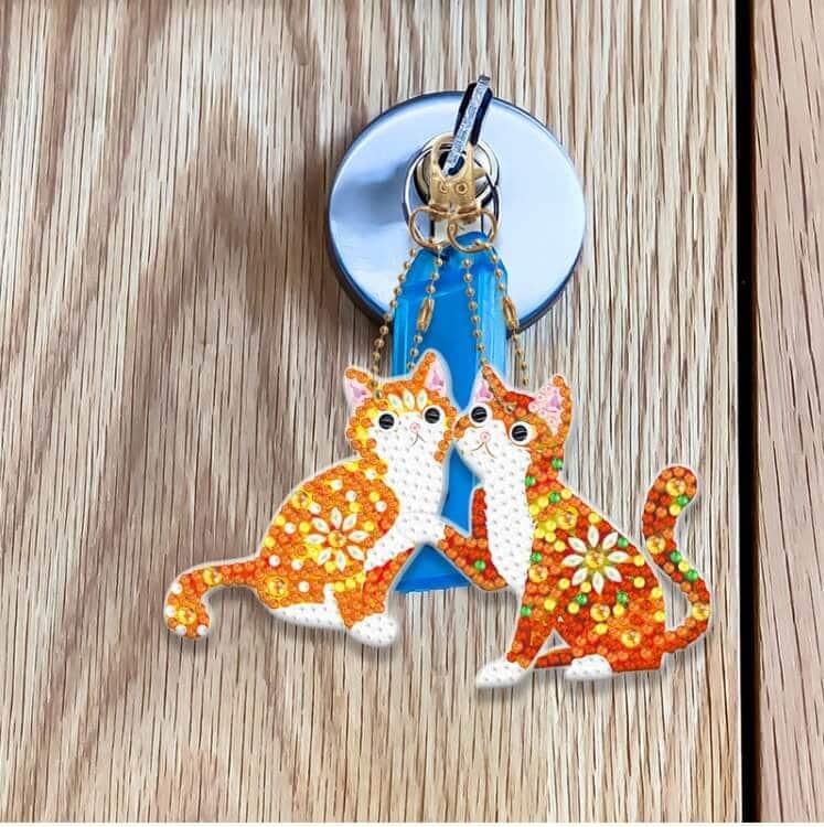 Diamond painting nøgleringe katte 5stk
