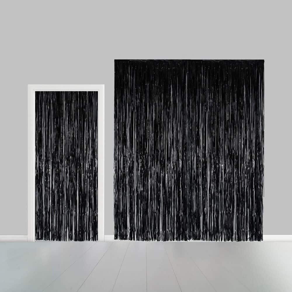 Sort glimmerforhæng 90cm x 250cm