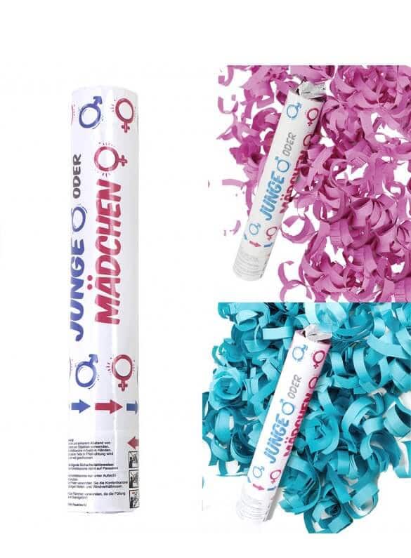 Genderreveal kønsafsløring konfettirør - Lyserød 30cm