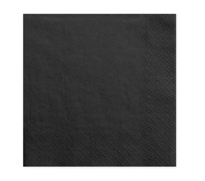 Servietter sorte 3-lags 33x33cm 20stk