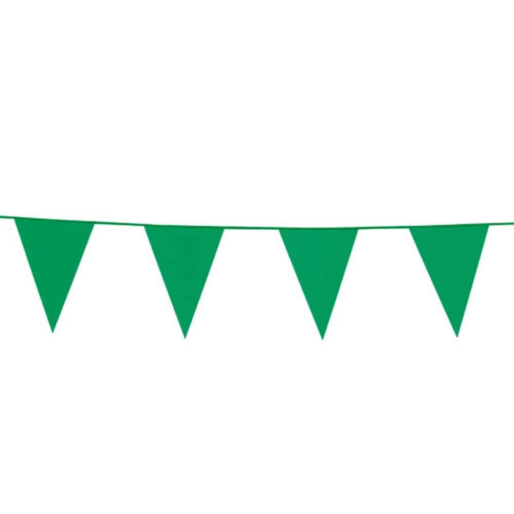 Grøn vimpel flag guirlande 10m 15 flag