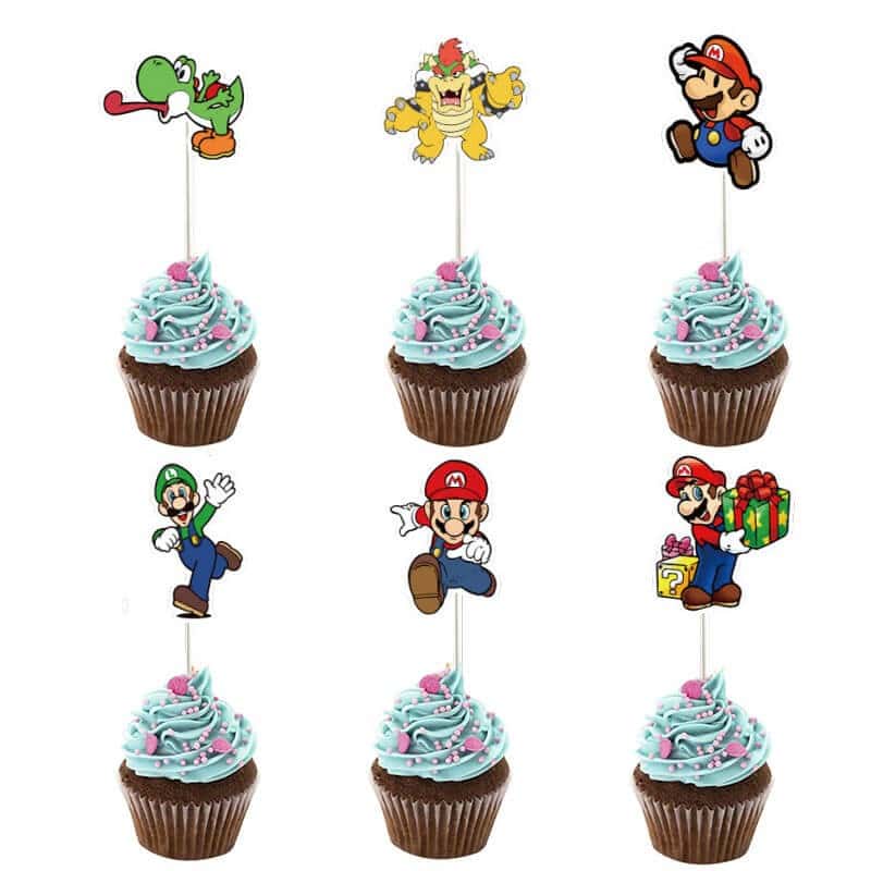 Super Mario cupcake pynt 24 stk