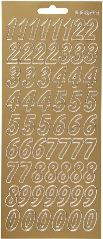 Stickers med tal i guld, stor, Sticker 4783
