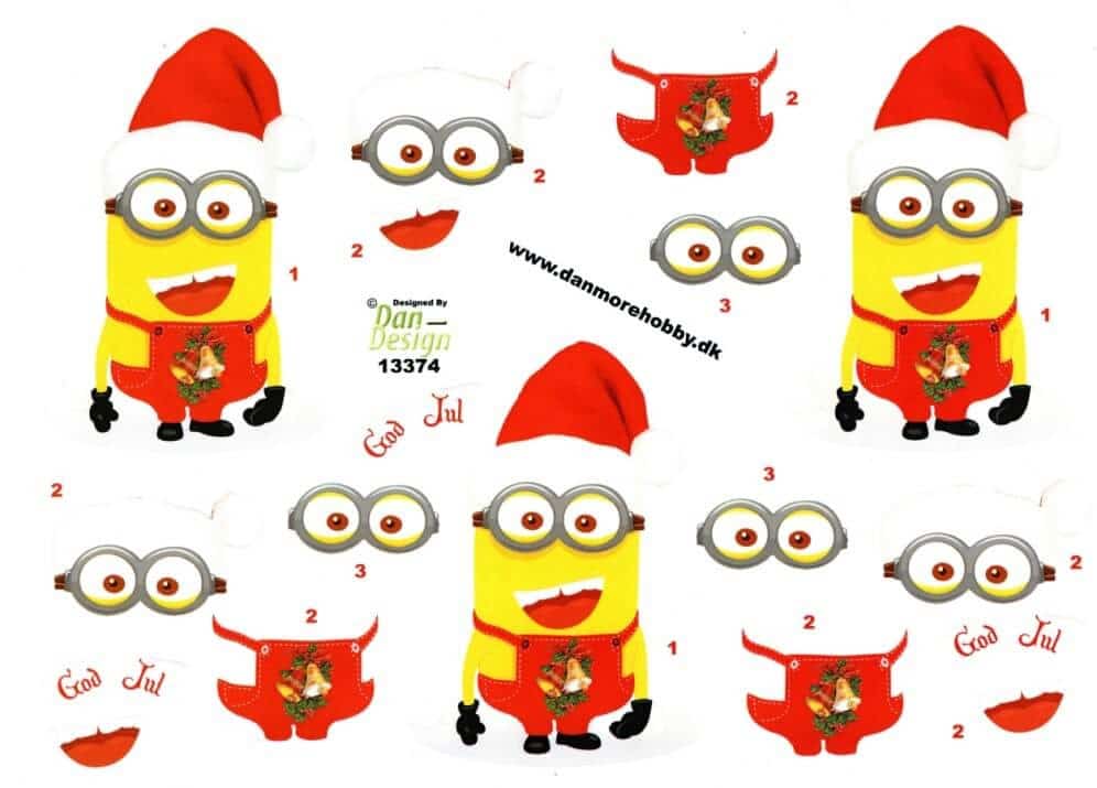 3D ark Dan Design med minions julemand 13374