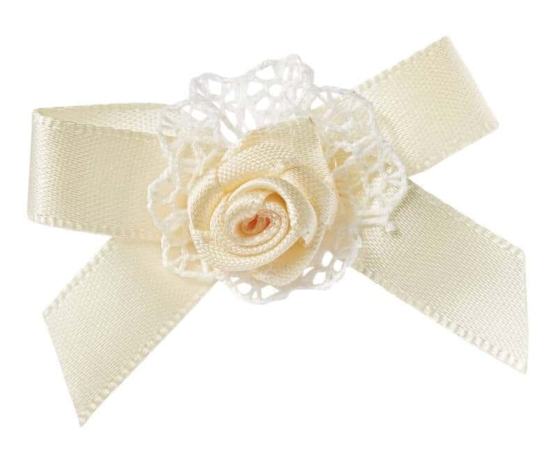 Sløjfe med rose creme 50mm 15 stk