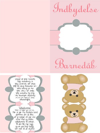 Indbydelser og kort til pige barnedåb