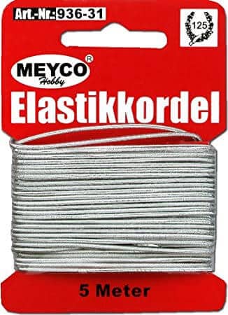 Elastiksnor sølv 1mm 5 meter