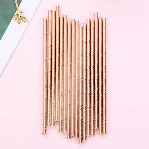 Papirsugerør metallic rosa guld