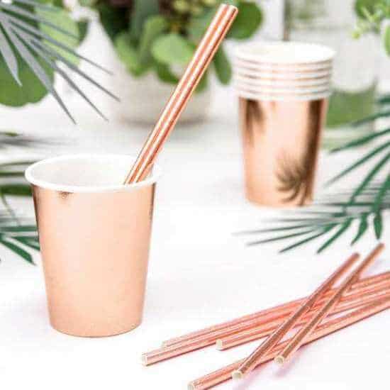 Papirsugerør metallic rosa guld