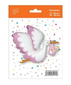 Folie ballon med stork og baby pige
