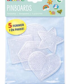 Perleplader 5 pak til HAMA midi perler med firkant, rund, sekskant, hjerte og stjerne – gennemsigtige perleplader