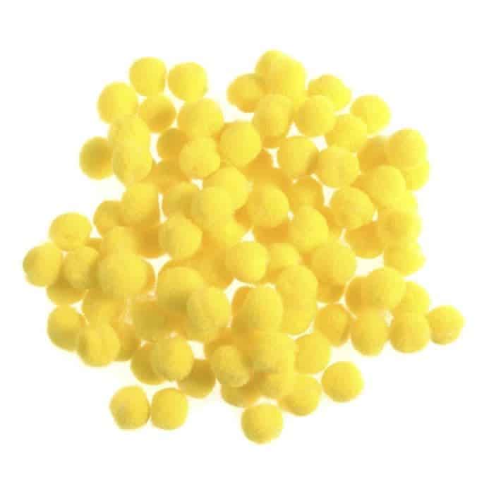 Pom pom kugler 10mm gul 100stk