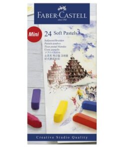 Faber-Castell bløde pastelkridt mini – 24 stk. i stærkt pigmenterede farver arrangeret i æske.