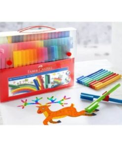 Faber-Castell Connector tusser 80 stk med opbevaringsæske og farverig børnetegning.