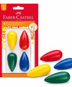 Faber-Castell farvekridt til børn – 4 ergonomiske børnekridt i rød, blå, gul og grøn