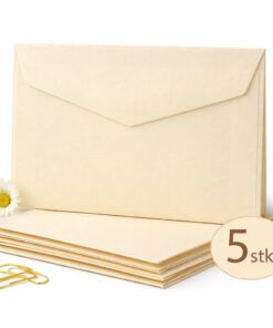 Elfenbensfarvede C6 kuverter i 110 g papir fra Papperix, 162 x 114 mm, pakke med 5 stk.