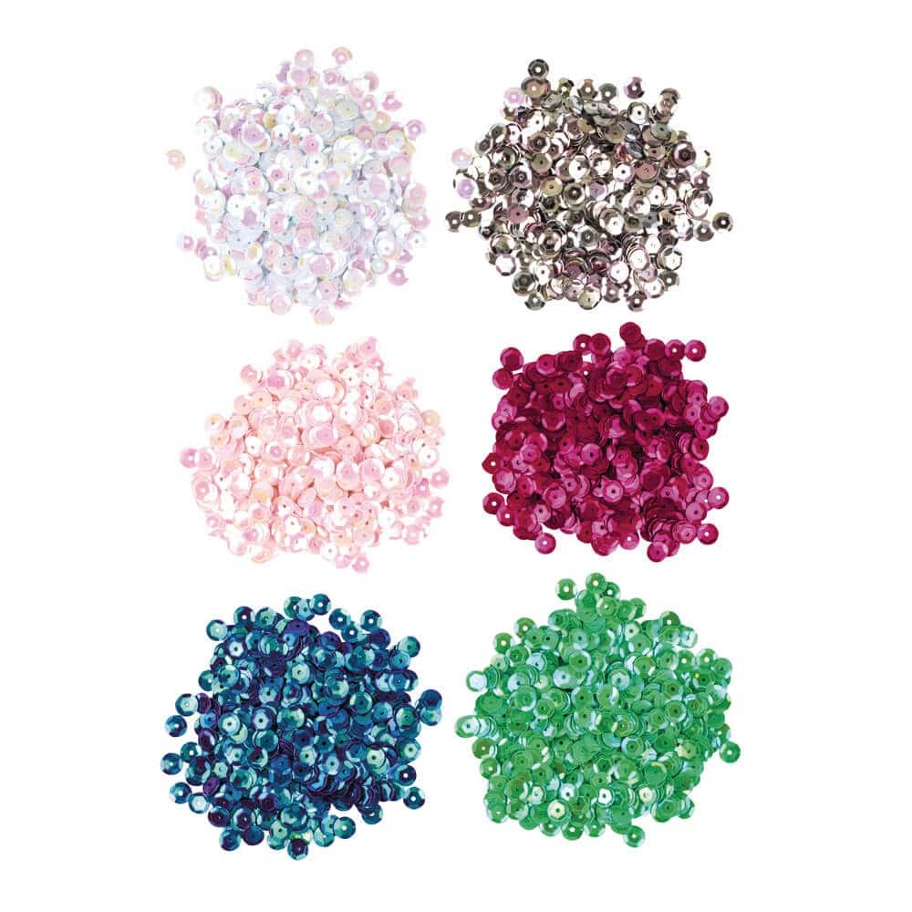 Palietter runde farvemix 6mm fairytale