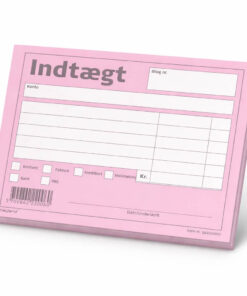 Mayland indtægtsbilag blok 100 sider 147x105 mm med felter til bilagsnummer, konto, 5 posteringer, total og underskrift