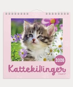 Vægkalender Mini Kattekillinger 2026 fra Mayland med søde kattekillinger og spiralbinding.