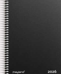 Dagkalender 2026 fra Mayland med sort PP-plast omslag og spiralryg