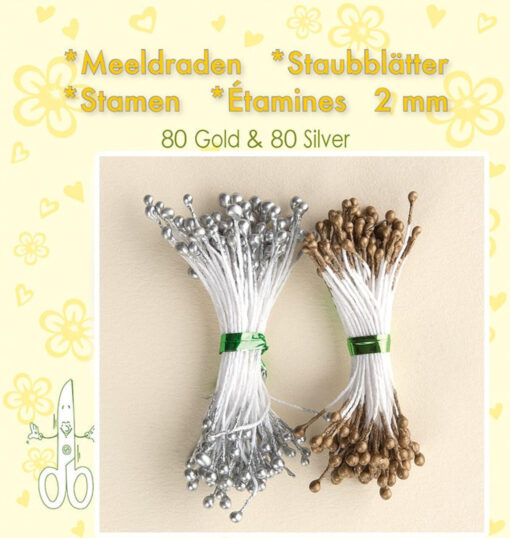 Guld og sølv støvdragere 80 sølv og 80 guld matte 160stk 6cm