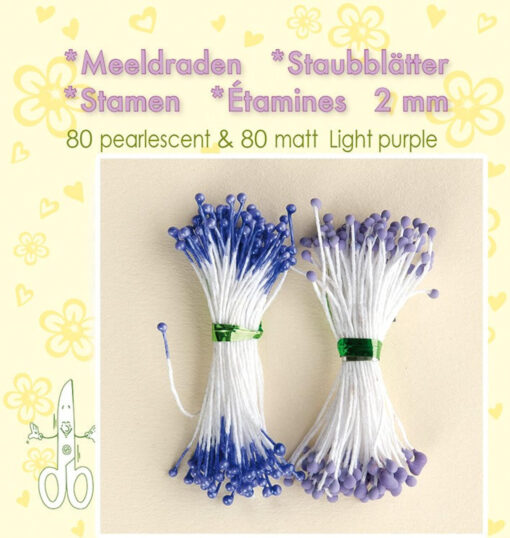 Lys lilla støvdragere 80 mat og 80 pearlescent 160stk 6cm