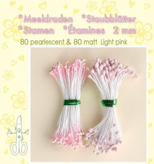 Lyserøde støvdragere 80 mat og 80 pearlescent 160stk 6cm
