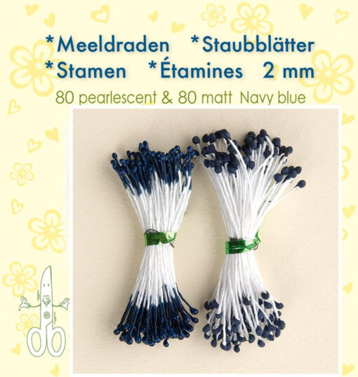 Mørke blå støvdragere 80 mat og 80 pearlescent 160stk 6cm