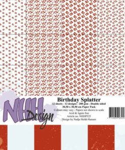 NHH Paper pad Birthday Splatter 30x30cm 12 ark NHHP525