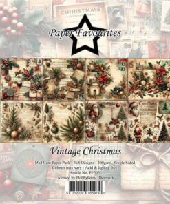 Paper Favourites Papir sæt Vintage Christmas enkeltsidet 15x15 cm 24 ark 200g PF505