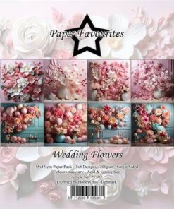 Paper Favourites Papir sæt Wedding Flowers enkeltsidet 15x15 cm 24 ark 200g PF502