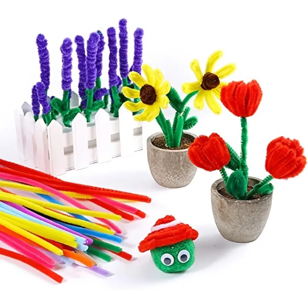 Chenille piberensere rød mix 6mm