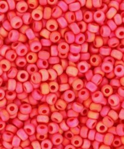 Miyuki perler seed beads 11/0 opaque matte ab vermillion red 407FR
