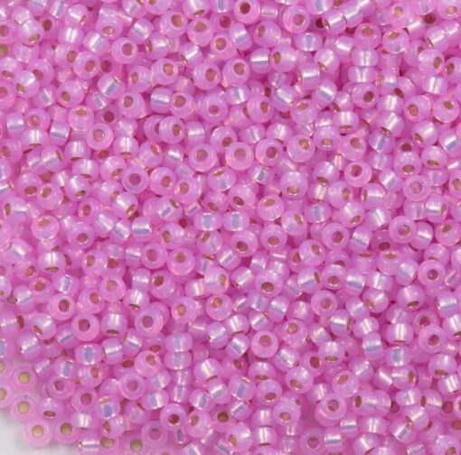 Miyuki perler seed beads 11/0 silverlined dyed alabaster hot pink 644