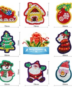 Lav selv Diamond Painting nøgleringe med 8 julemotiver – DIY julesæt med diamantsten og tilbehør