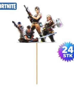 Fortnite kagepynt cake topper 24 stk på ca. 9 cm til fødselsdag og gamerfest