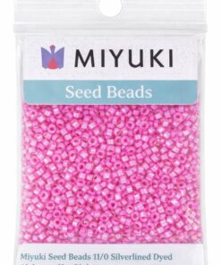 Miyuki Seed Beads 11/0 Silverlined Dyed Alabaster Hot Pink 10g farvekode 644