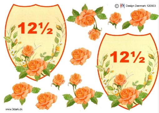 3D ark med 12½ år emblem og blomster