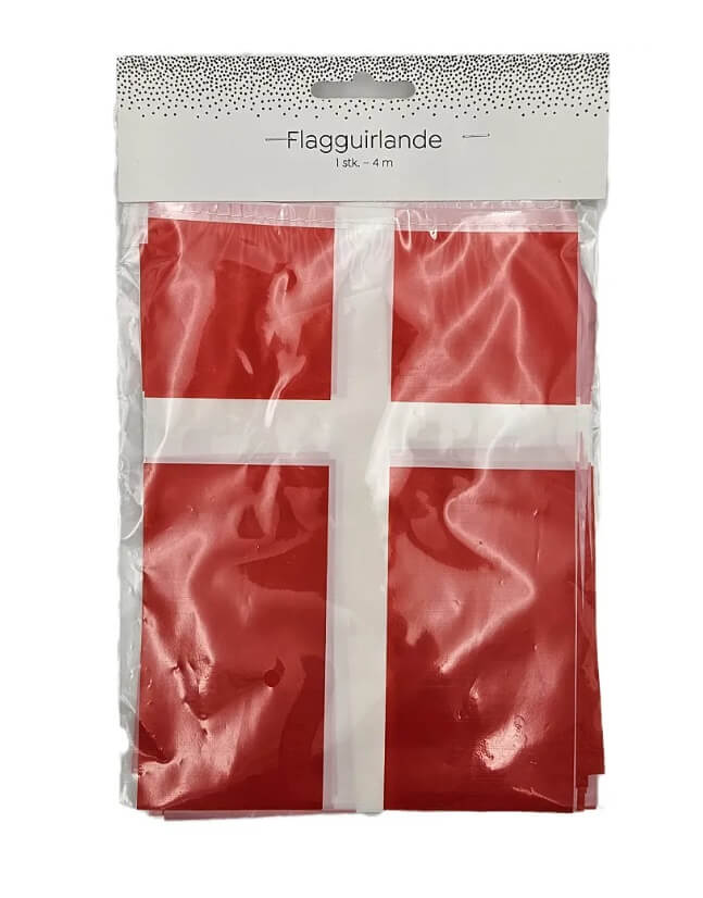 Flagguirlande med Dannebrog flag plast