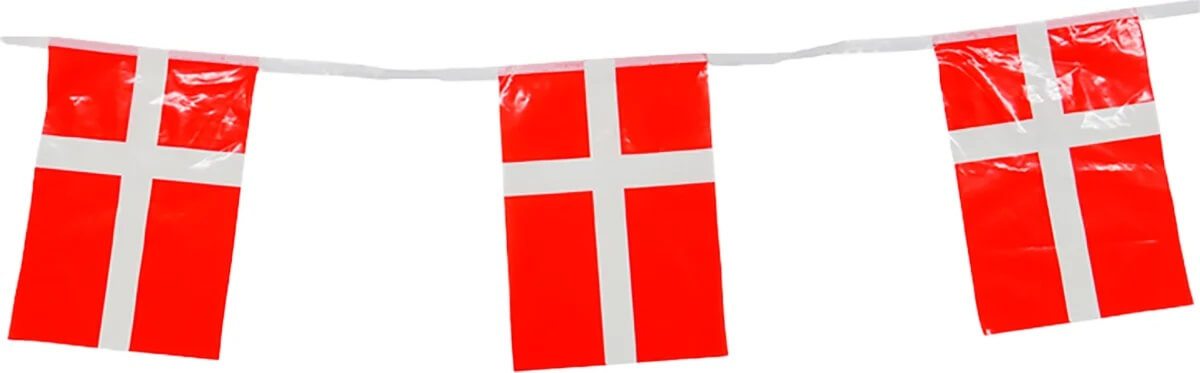 Flagguirlande med Dannebrog flag plast