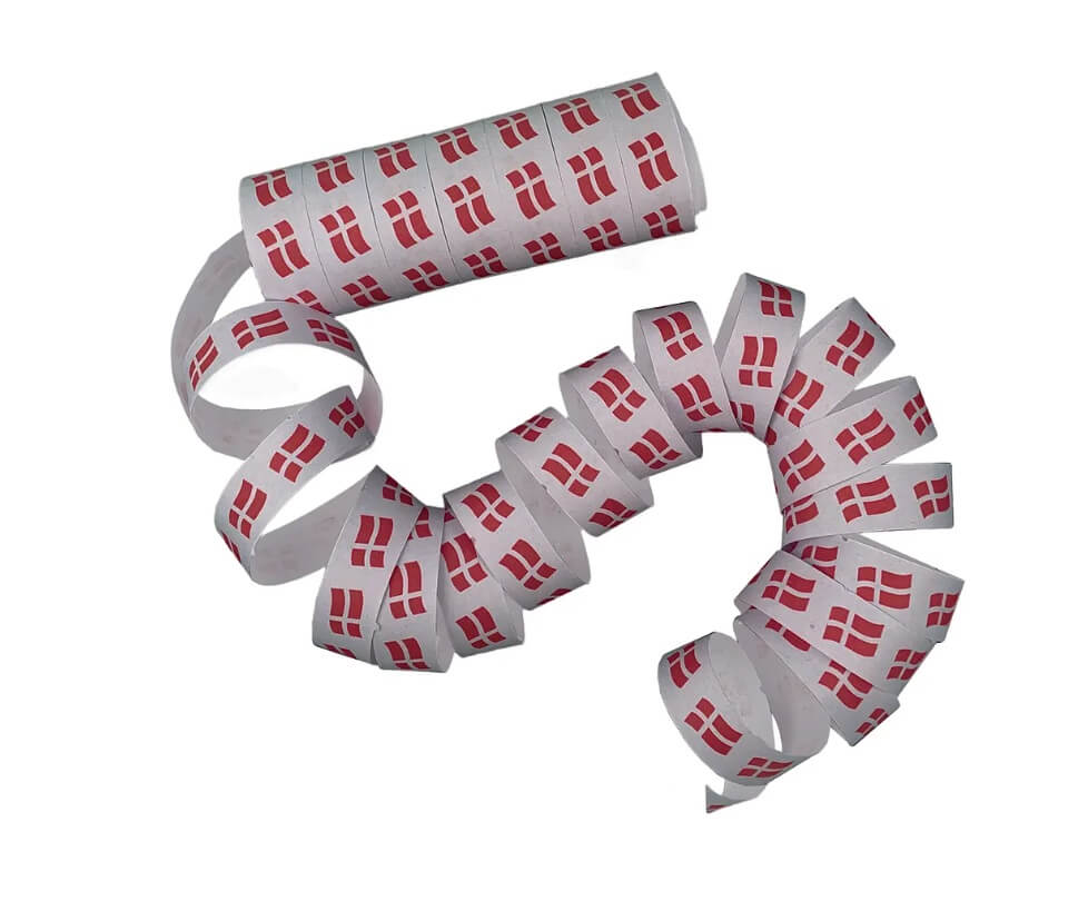 Serpentiner med dannebrog flag