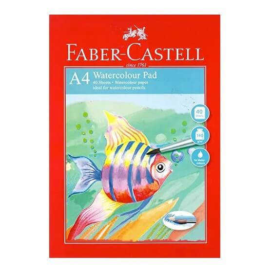 Faber-Castell akvarelblok A4 med 40 syrefri ark i 140 g/m² til akvarelmaling og tegning