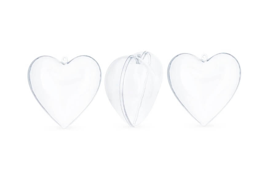 Plastik hjerte 2-delt transparent