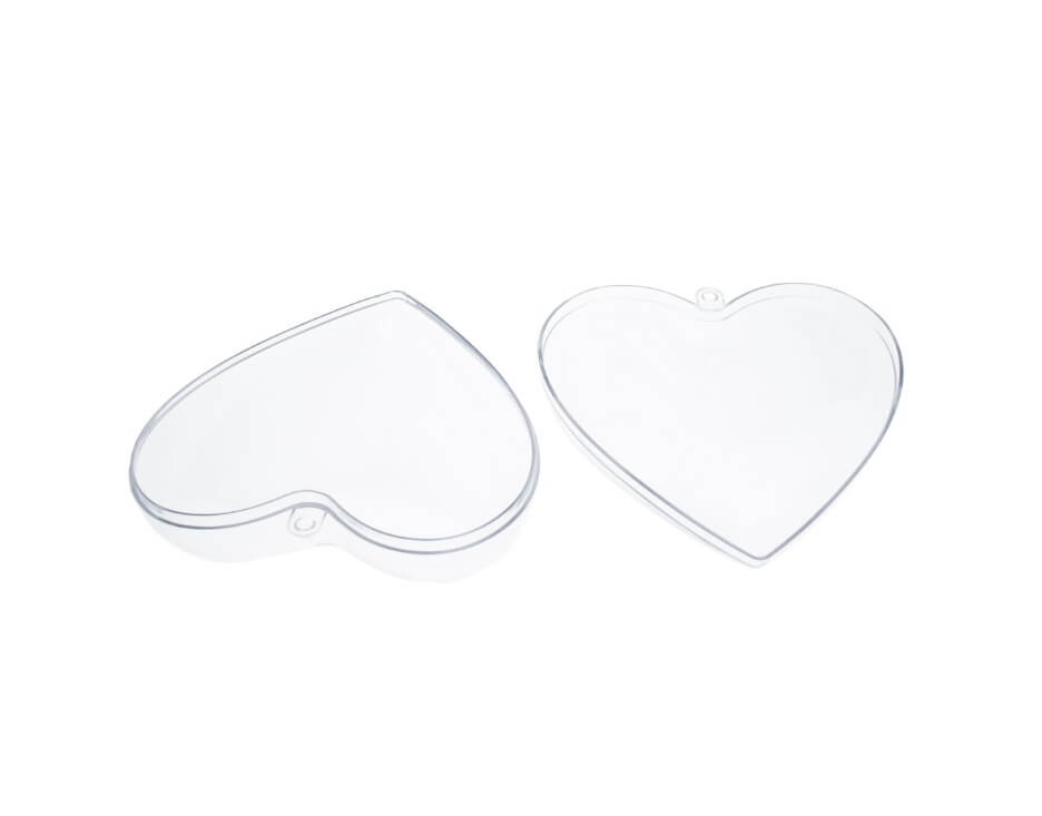 Plastik hjerte 2-delt transparent