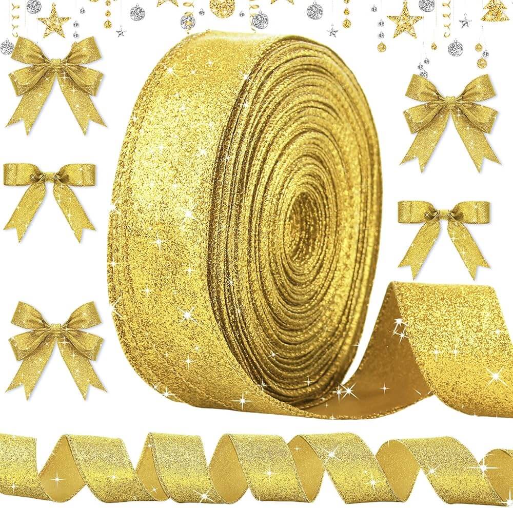 Satinbånd guld glitter lame