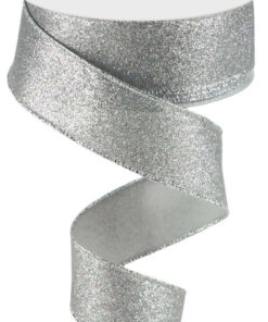 Satinbånd sølv glitter lame 25mm