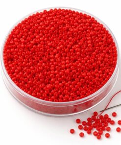 Miyuki Delica perler 11/0 opaque red – røde japanske cylinderperler i bøtte