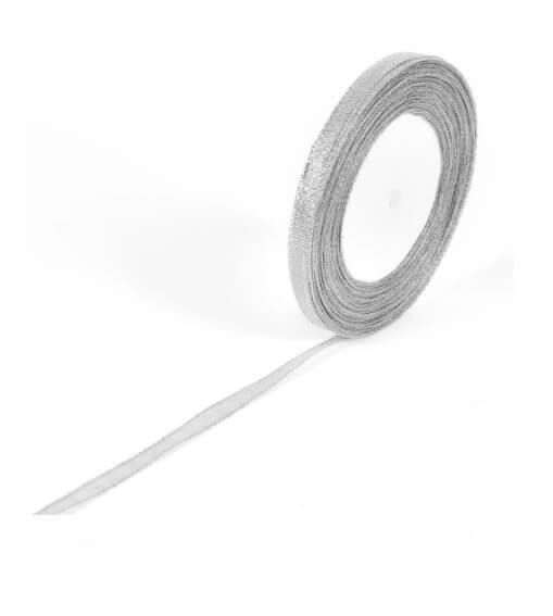 Satinbånd sølv glitter lame