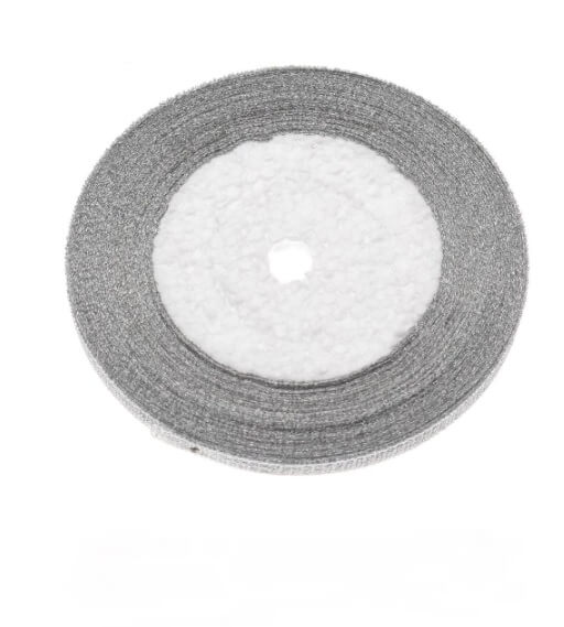 Satinbånd sølv glitter lame