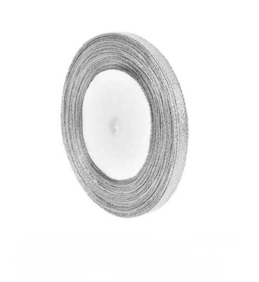 Satinbånd sølv glitter lame